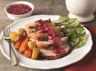 Grilled Turkey Breast with Cranberry-Honey Mustard Pan Sauce