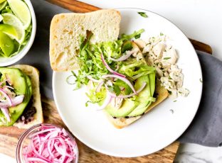 Veggie sandwich with avocado.